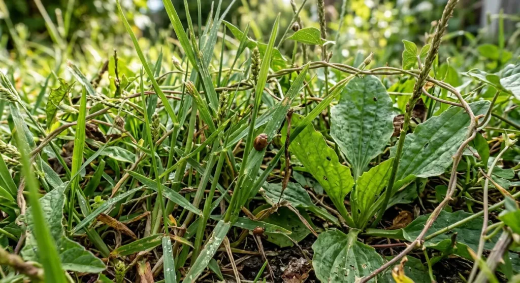 Close up of a heavily overgrown lawn requiring a one-off tidy up