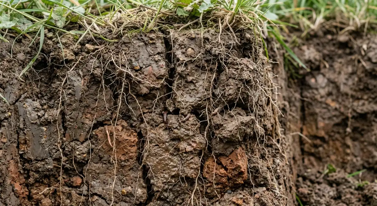 Heavy clay soil profile typical of East Coast Bays on the North Shore